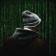 hacker su sfondo di matrix