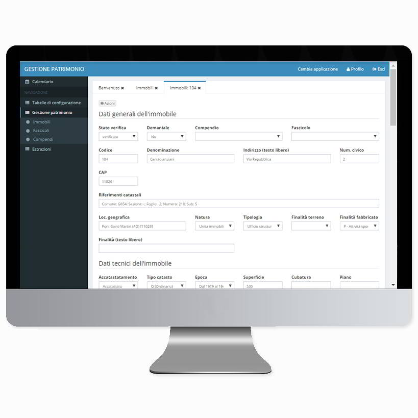 Carto@Web Fascicolo Immobiliare Gestione Patrimonio